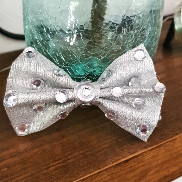 🐶 3 for $15 Pablo Diamonds Bling Bling Silver Bow Tie - Picture 14 of 15